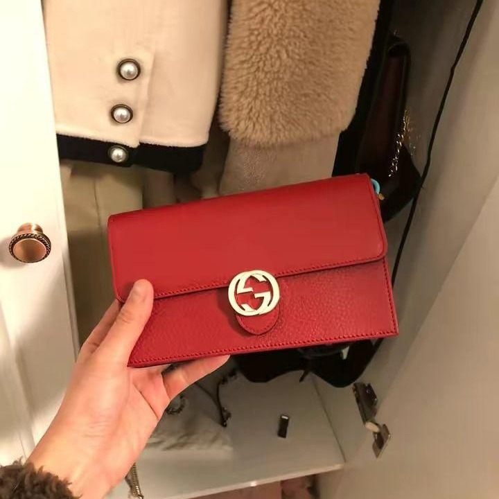 【二手99新】Gucci古馳女包 紅色單肩斜跨包 女款WOC-細節圖3