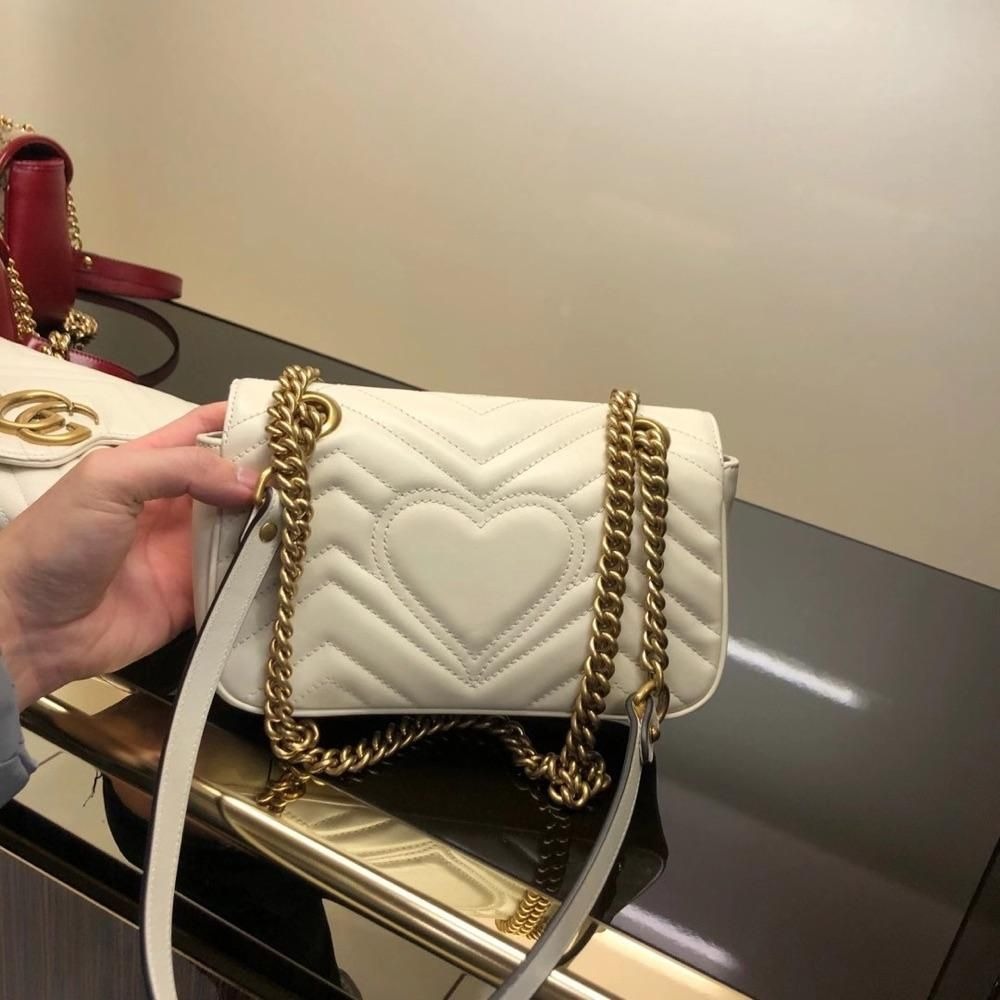 二手99新Gucci古奇女包 新款Marmont22cm小號雙GG全皮單肩包鏈條包-細節圖6