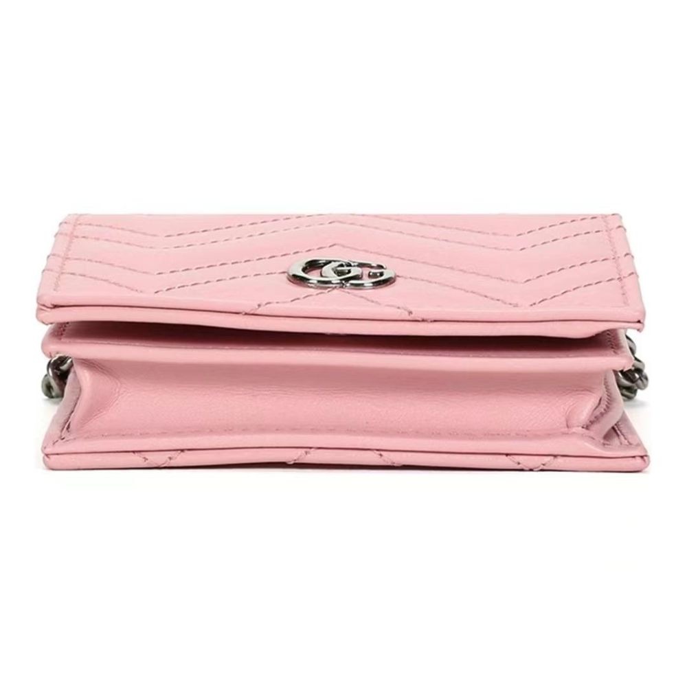 二手99新GUCCI古馳GG Marmont馬蒙銀標Logo絎縫皮革單肩斜挎包女款625693-細節圖4