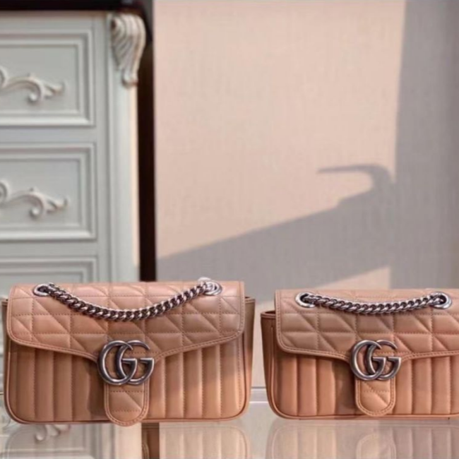 二手99GUCCI/古馳22早春新款GG Marmont系列女士迷你小號斜挎單肩鏈條包-細節圖3