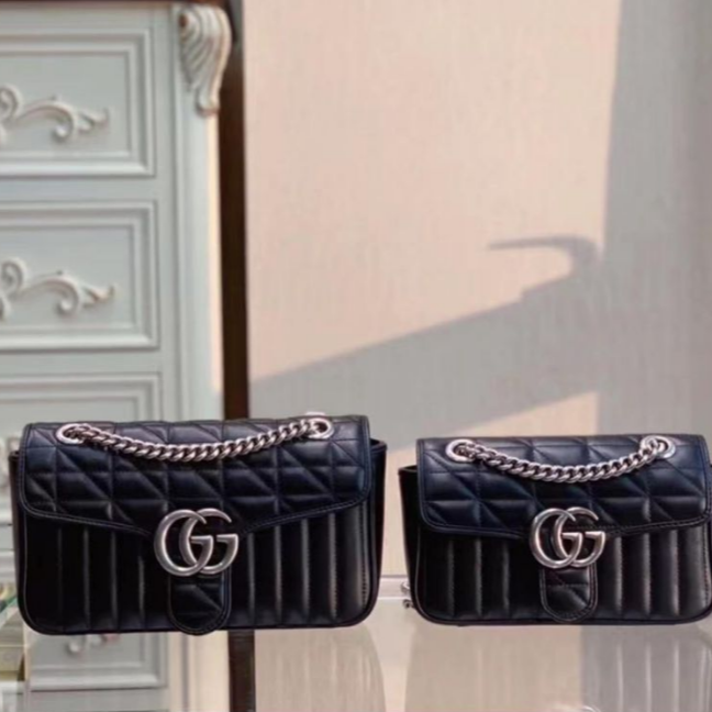 二手99GUCCI/古馳22早春新款GG Marmont系列女士迷你小號斜挎單肩鏈條包-細節圖4