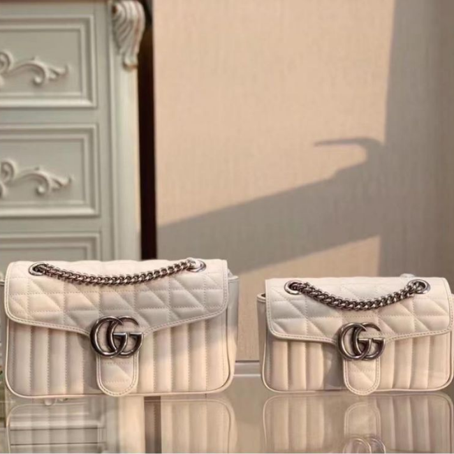 二手99GUCCI/古馳22早春新款GG Marmont系列女士迷你小號斜挎單肩鏈條包-細節圖5