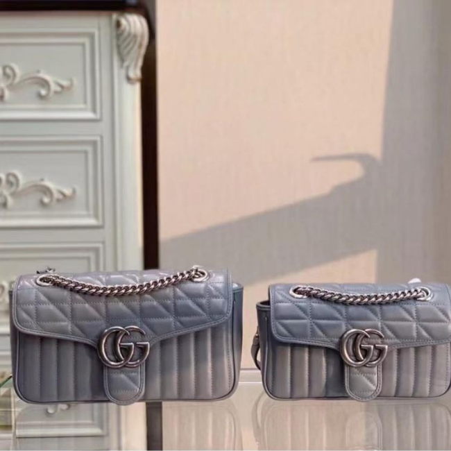 二手99GUCCI/古馳22早春新款GG Marmont系列女士迷你小號斜挎單肩鏈條包-細節圖6
