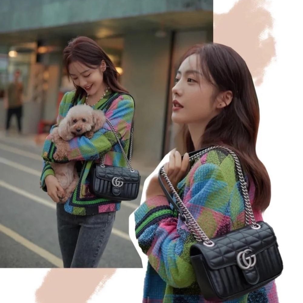 二手99GUCCI/古馳22早春新款GG Marmont系列女士迷你小號斜挎單肩鏈條包-細節圖10