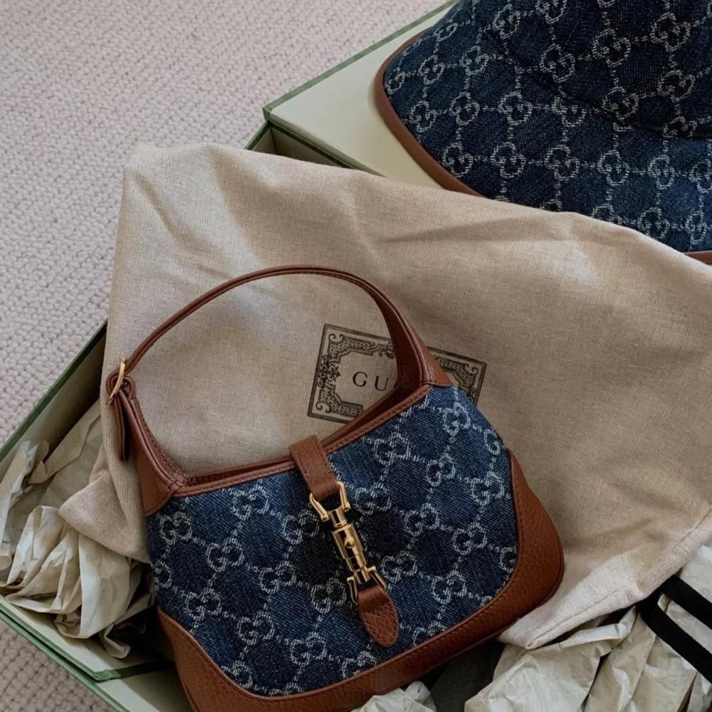 二手99新Gucci Jackie 1961～ mini 牛仔腋下包斜挎包 爆款很難買-細節圖2