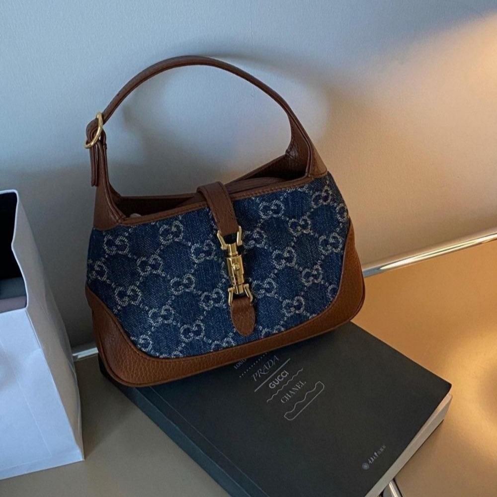 二手99新Gucci Jackie 1961～ mini 牛仔腋下包斜挎包 爆款很難買-細節圖3