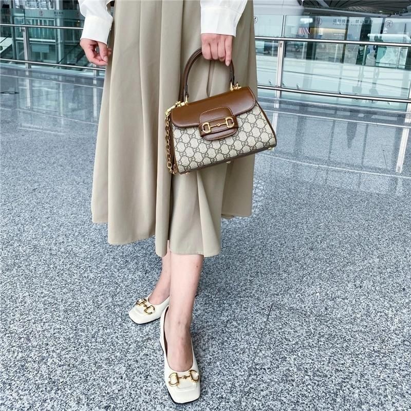 二手99新Gucci古馳22秋冬新款 Horsebit1955馬銜扣迷你手提鏈條單肩斜挎包-細節圖7