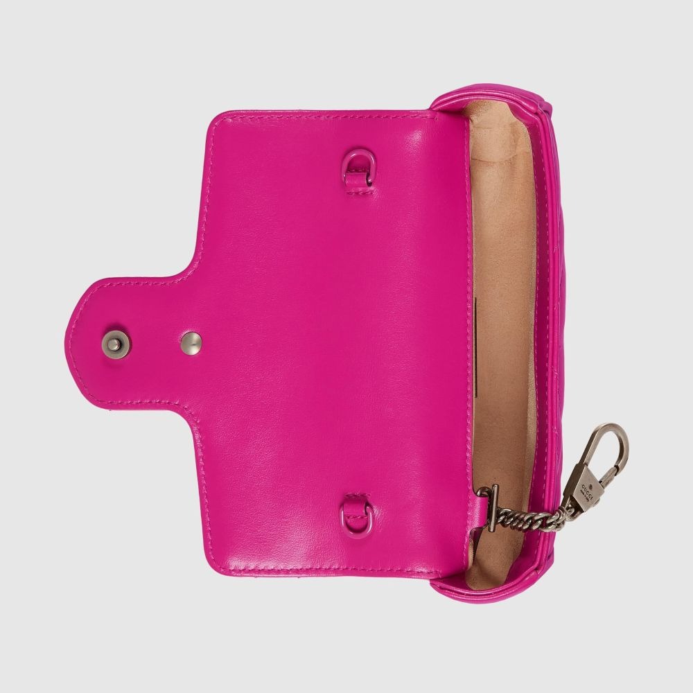 二手99新Gucci古馳女包粉色GG Marmont馬蒙單肩包/腰包多種背法699757-細節圖5