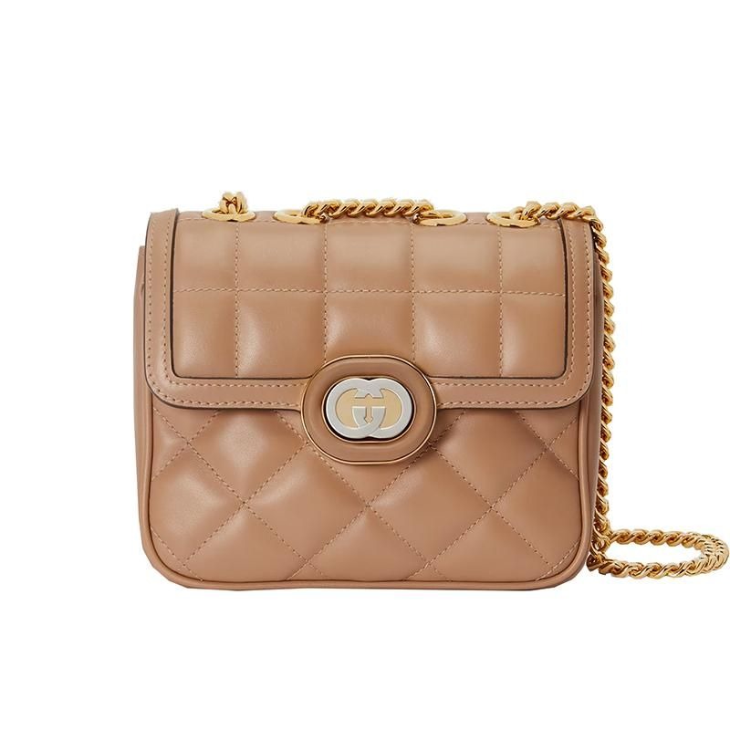 二手99新GUCCI古馳23新款女士迷你/絎縫皮革銀色鏈條單肩包多款-細節圖8