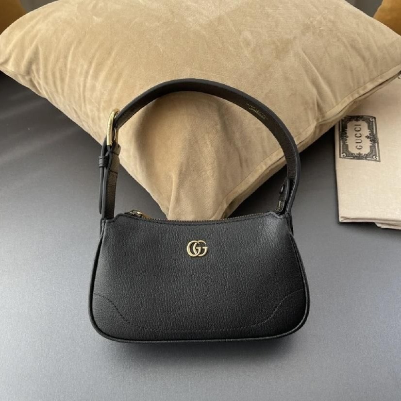 二手99新GUCCI/古馳 23新款女士黑色白色粉色皮革雙G配飾單肩包-細節圖2