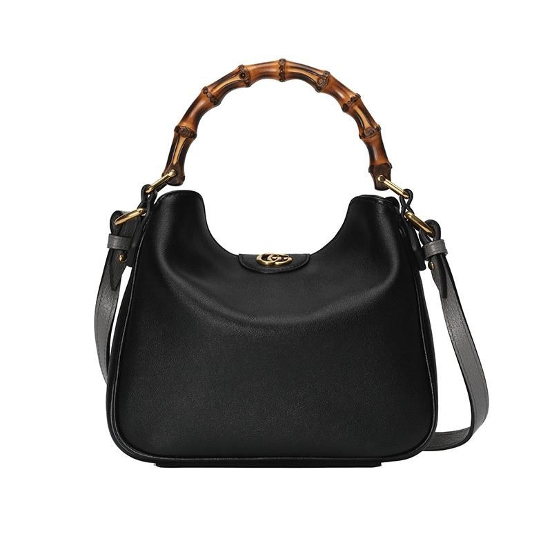 二手99新GUCCI/古馳23新款DIANA新款女士小號白黑色皮革竹製提手單肩包多款-細節圖7