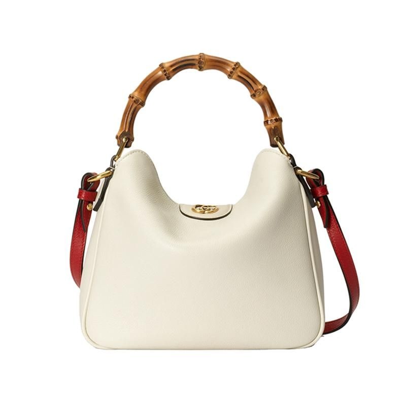 二手99新GUCCI/古馳23新款DIANA新款女士小號白黑色皮革竹製提手單肩包多款-細節圖8