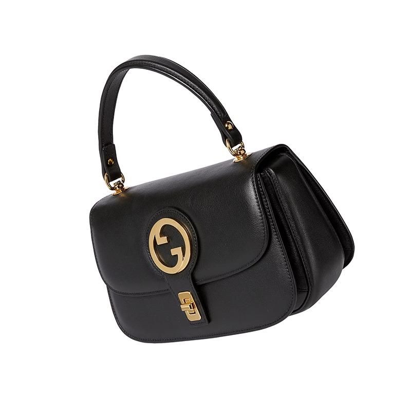 二手99新GUCCI古馳23新款女士白黑色小號復古皮革雙G金色鏈條手提單肩包-細節圖4