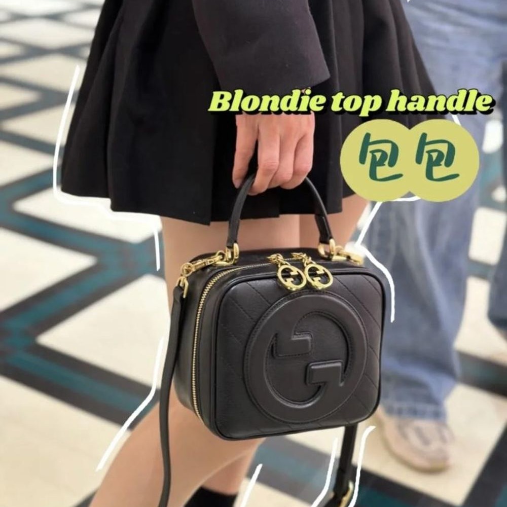二手99新GUCCI/古馳23新款新款Blondie女士黑色皮革手提包單肩斜挎包多款-細節圖2