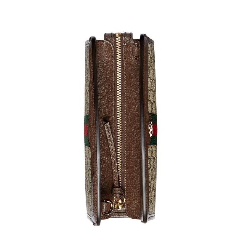 二手99新GUCCI/古馳Ophidia女士小號米色/烏木色單肩手提包-細節圖4