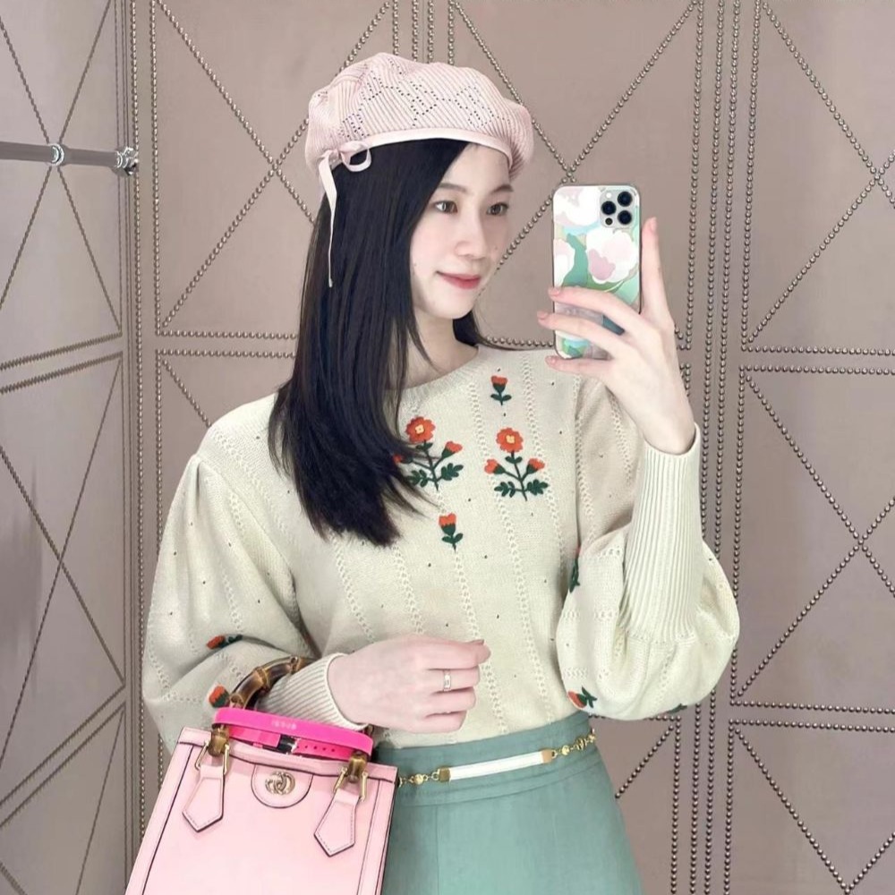 二手99新Gucci古馳女包粉色Diana竹節迷你托特包手提單肩包655661-細節圖3