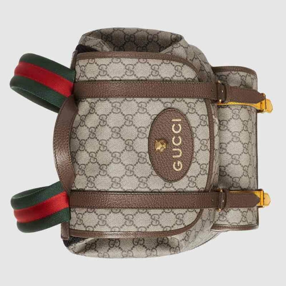 二手99新Gucci古馳男包帆布雙G印花搭扣織帶時尚雙肩包 休閑背包473869-細節圖6