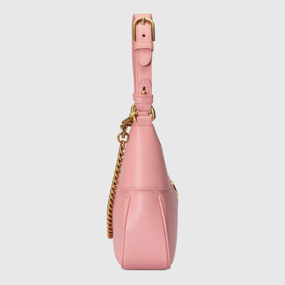 二手99新Gucci古馳女包粉色Aphrodite系列小號新月HOBO單肩包腋下包731817-細節圖4