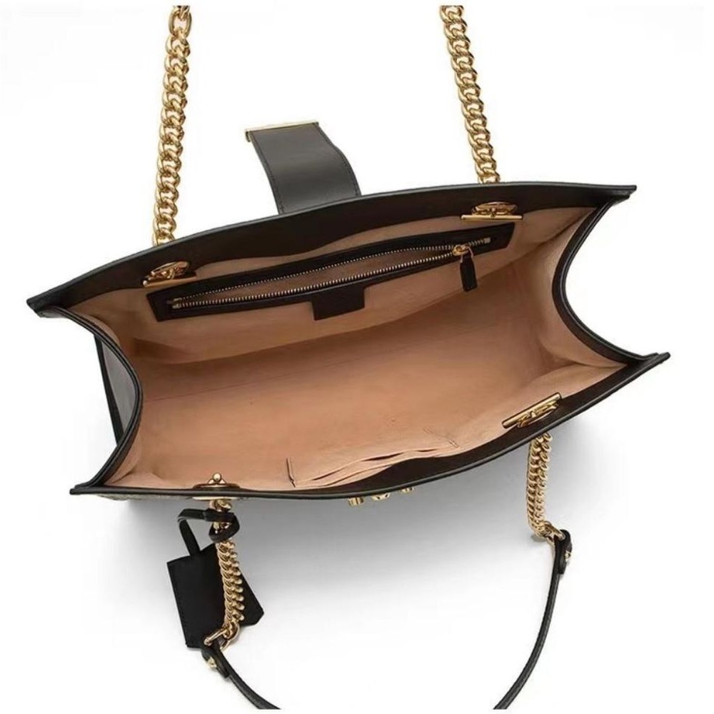 二手99新Gucci古馳女包小蜜蜂老花Padlock 手提托特包GG單肩包479197-細節圖4