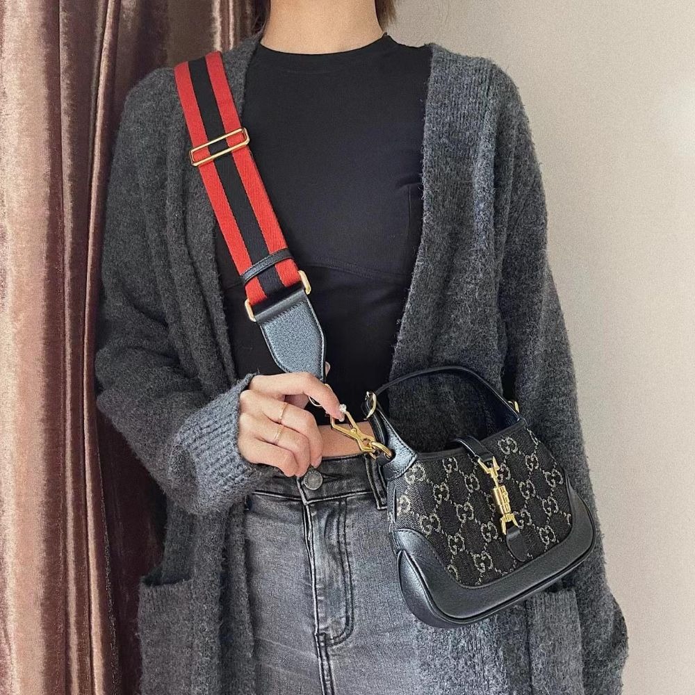 Gucci古馳女包黑色丹寧Jackie 1961迷你手提單肩包685127-細節圖3