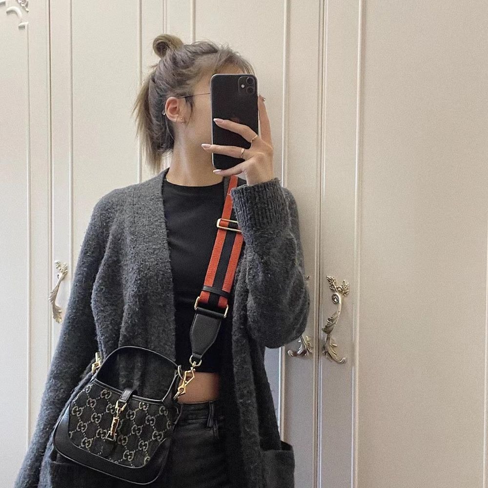 Gucci古馳女包黑色丹寧Jackie 1961迷你手提單肩包685127-細節圖4