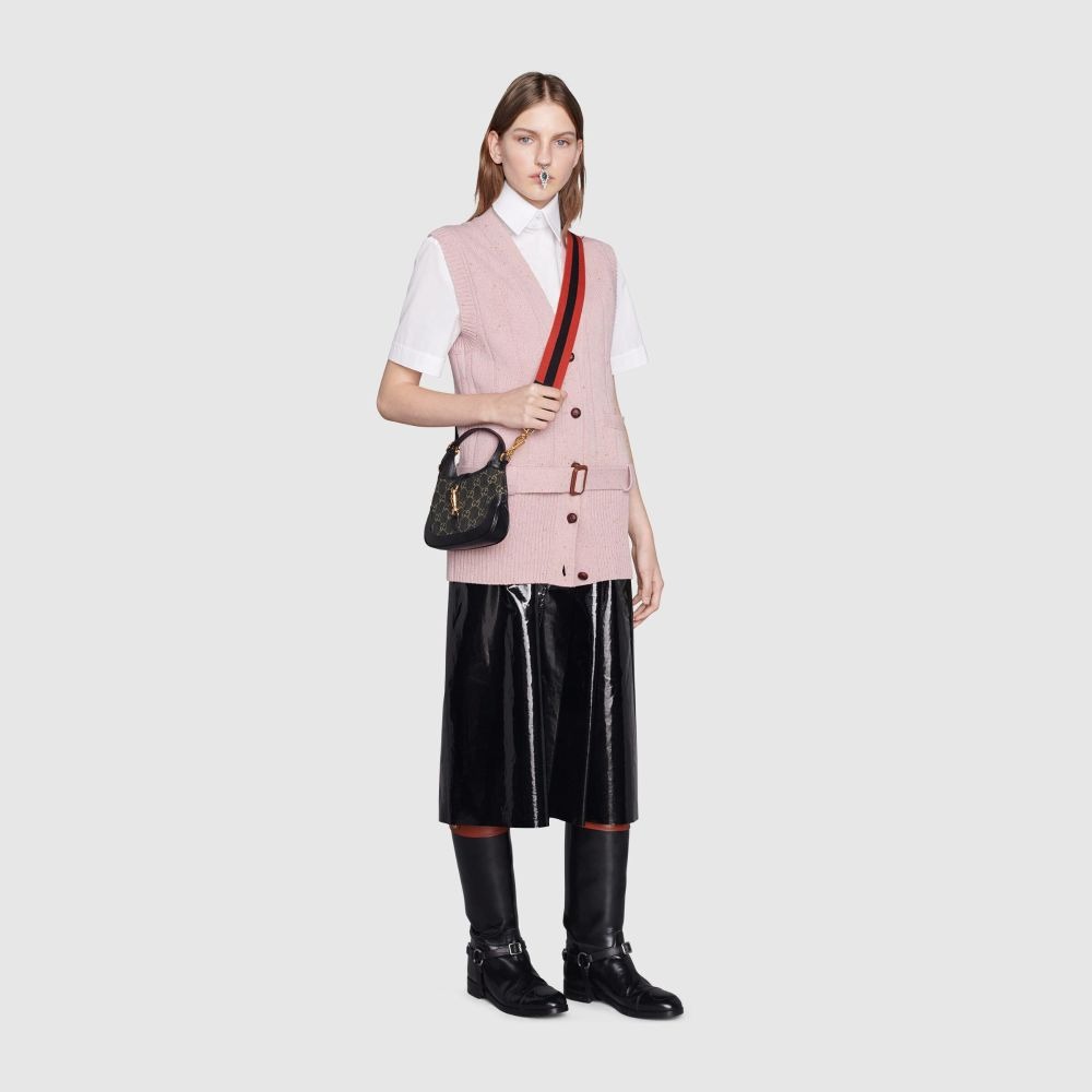 Gucci古馳女包黑色丹寧Jackie 1961迷你手提單肩包685127-細節圖6