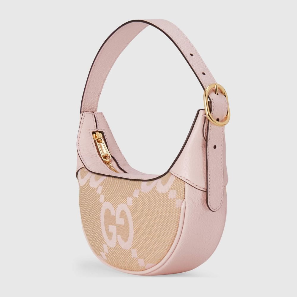 二手99新Gucci古馳女包粉色豌豆包雙G迷你月牙包腋下包658551-細節圖4