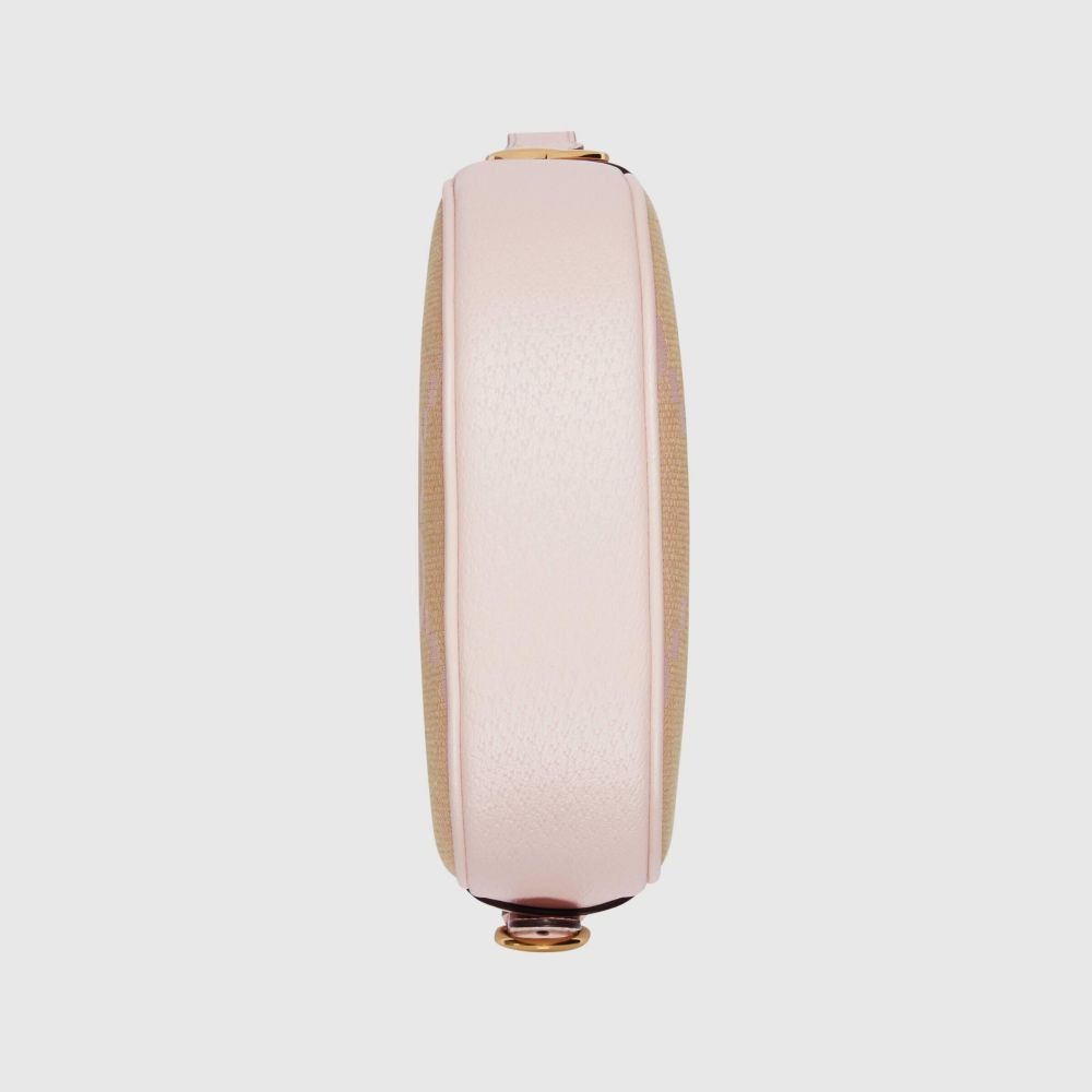 二手99新Gucci古馳女包粉色豌豆包雙G迷你月牙包腋下包658551-細節圖6