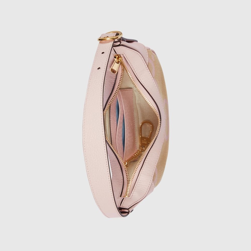 二手99新Gucci古馳女包粉色豌豆包雙G迷你月牙包腋下包658551-細節圖7