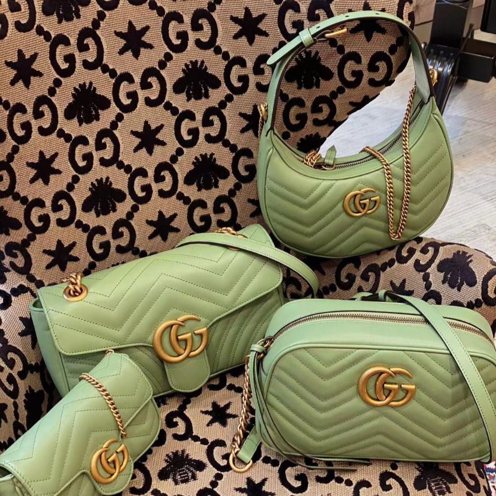 二手99新23新款Gucci古馳女包小號牛油果綠色GG Marmont馬蒙單肩包443497-細節圖3