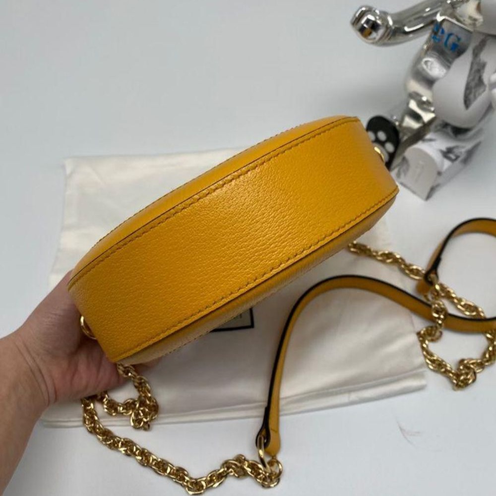 二手99新gucci古琦爆款花卉圓餅鏈條包單肩斜挎包-細節圖4