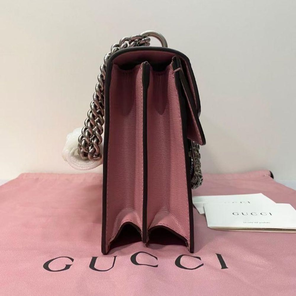 二手99新Gucci/古馳 粉色限量款愛心星星中號酒神鏈條包單肩斜挎包-細節圖3