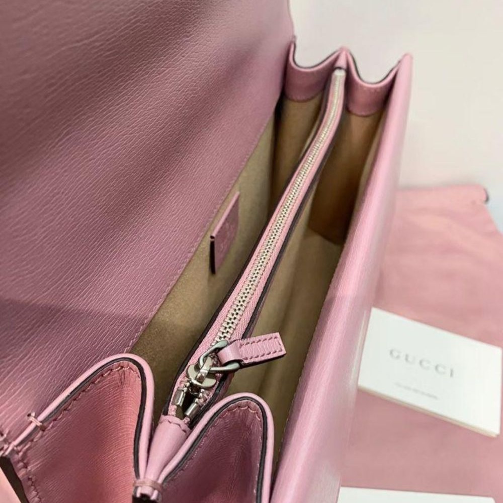 二手99新Gucci/古馳 粉色限量款愛心星星中號酒神鏈條包單肩斜挎包-細節圖5