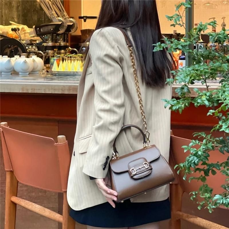 二手99新Gucci古馳 Horsebit 1955馬銜扣小牛皮迷你手提包-細節圖2