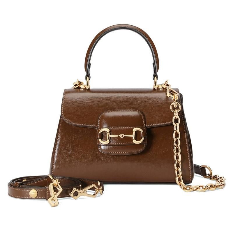 二手99新Gucci古馳 Horsebit 1955馬銜扣小牛皮迷你手提包-細節圖4