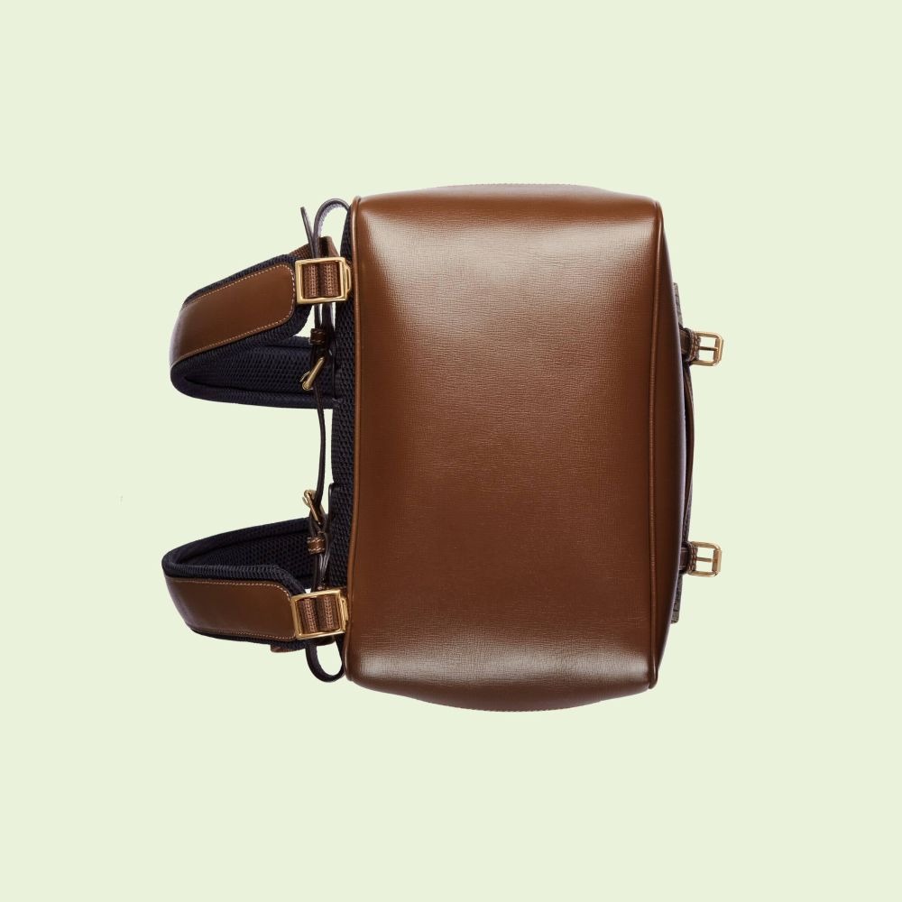 二手99新Gucci古馳男包米色和烏木色互扣式雙G雙肩包休閑背包696013-細節圖5