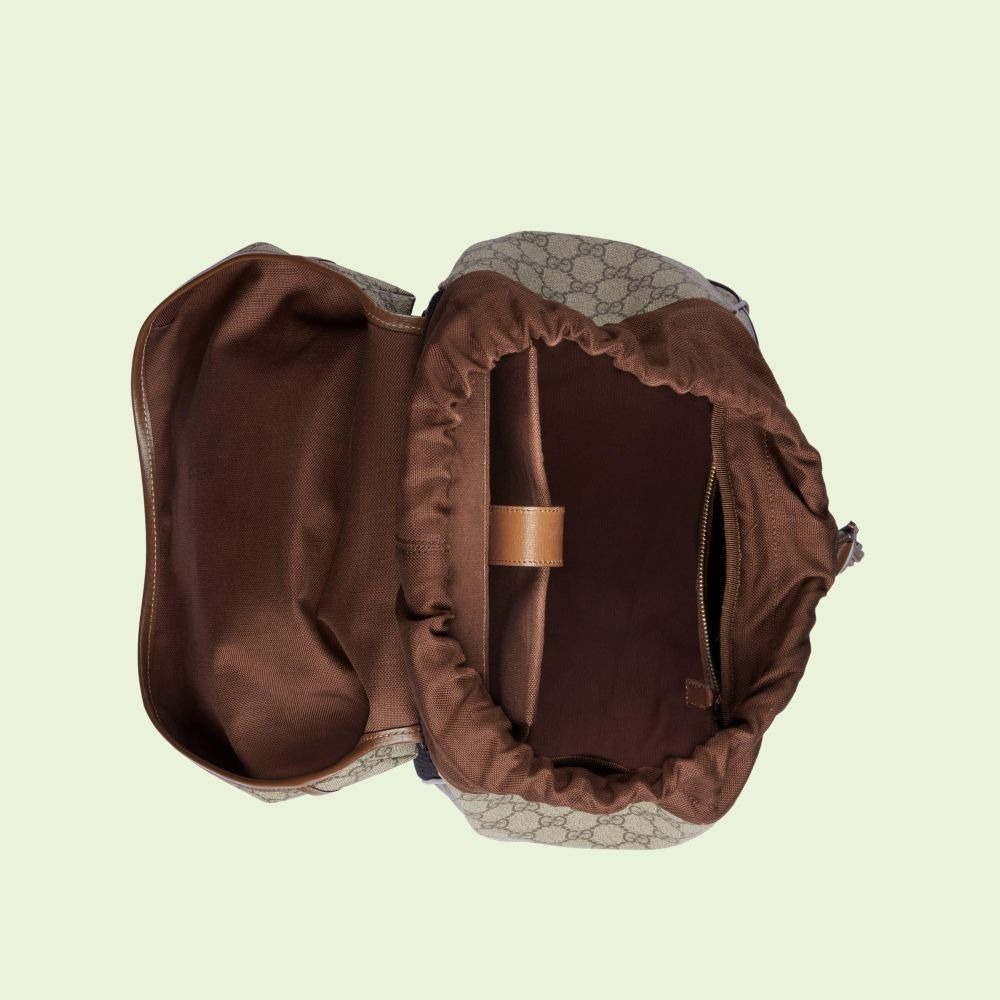 二手99新Gucci古馳男包米色和烏木色互扣式雙G雙肩包休閑背包696013-細節圖6
