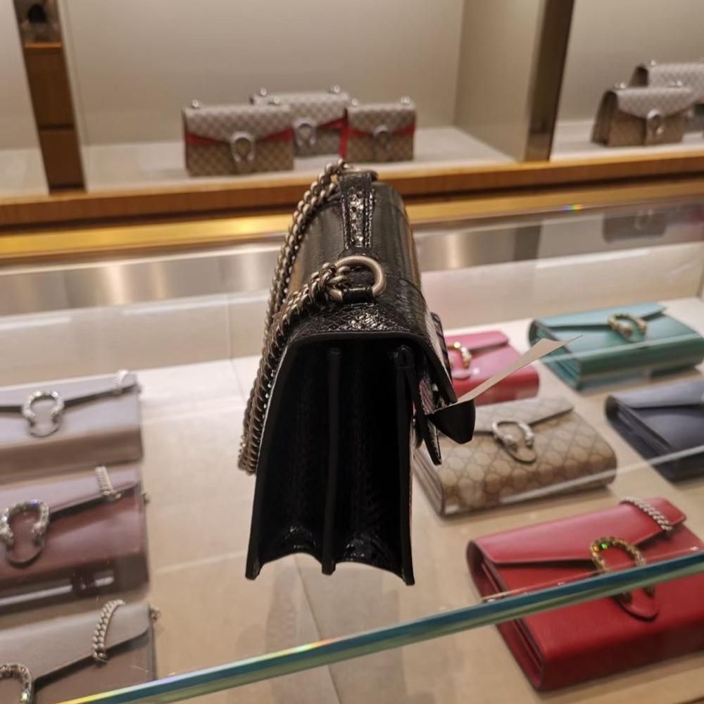 二手99新Gucci/古馳 新款蛇皮酒神郵差女士鏈條包-細節圖2