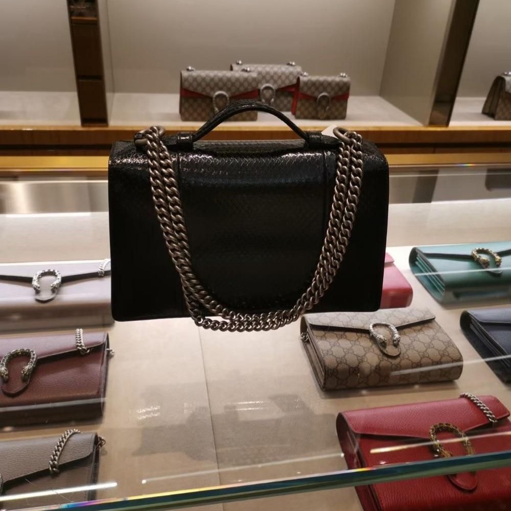 二手99新Gucci/古馳 新款蛇皮酒神郵差女士鏈條包-細節圖3