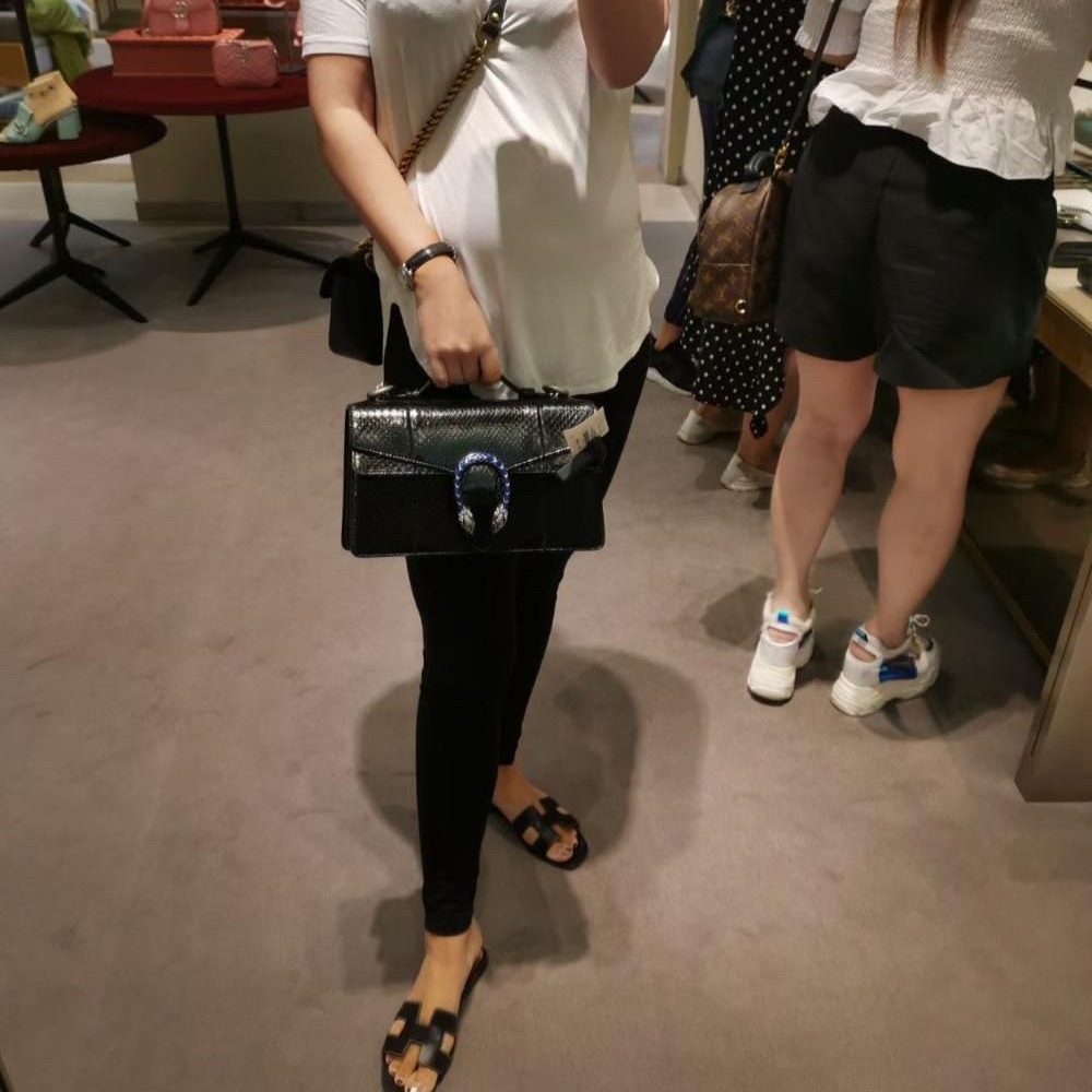 二手99新Gucci/古馳 新款蛇皮酒神郵差女士鏈條包-細節圖5