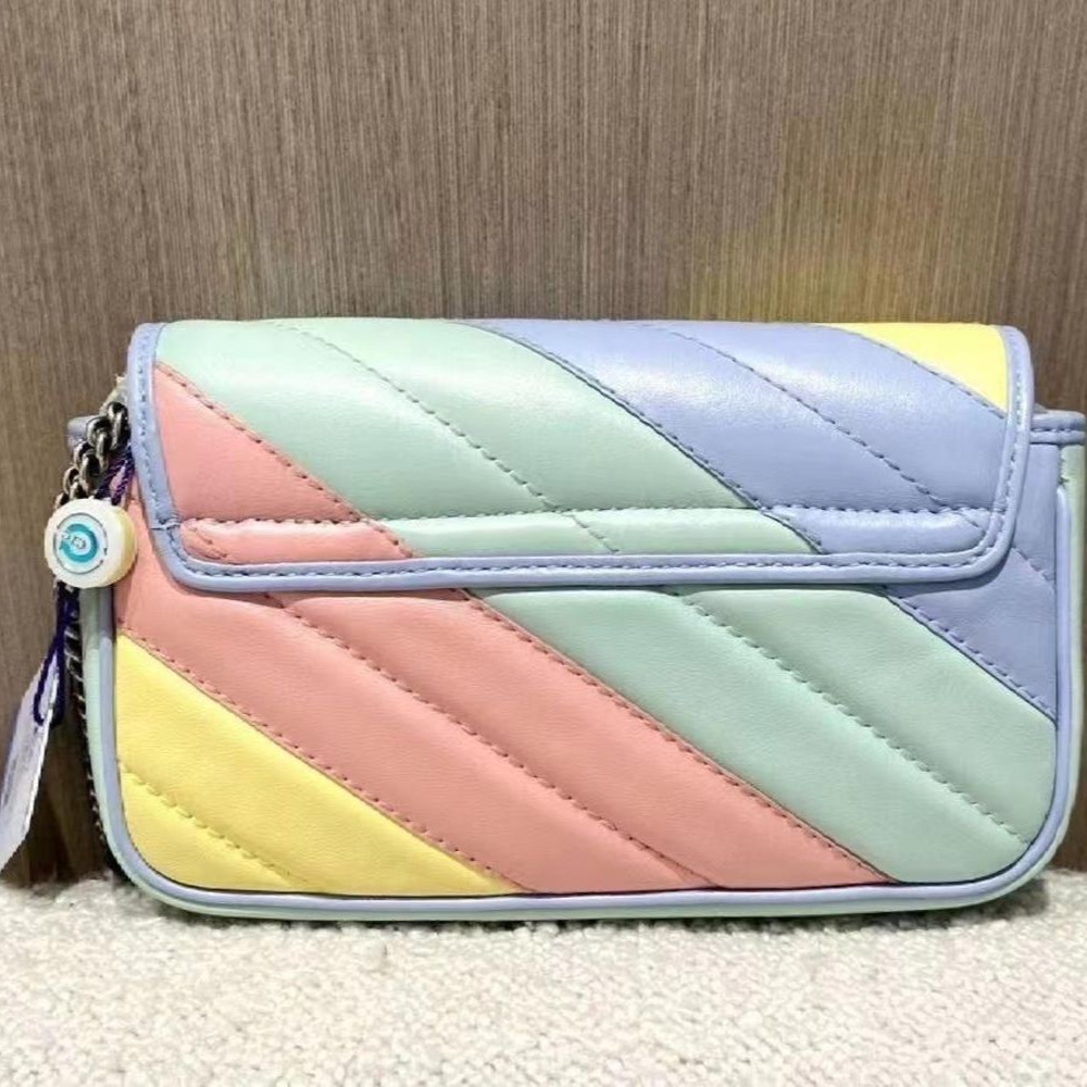二手99新Gucci古馳女包Marmont超迷你斜挎單肩包WOC馬卡龍糖果色476433-細節圖5