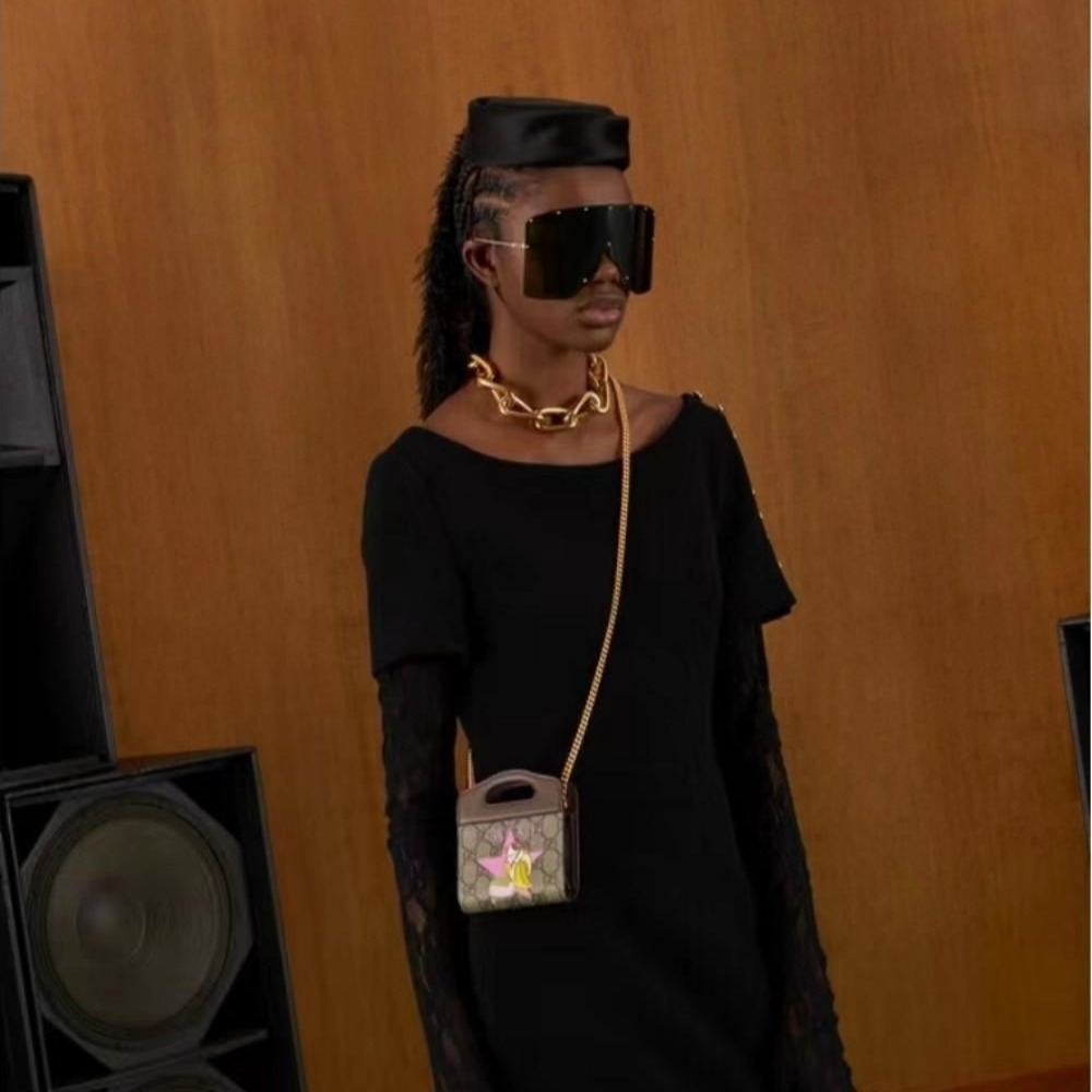 二手99新Gucci古馳女包xBananya香蕉貓咪聯名款迷你手提單肩斜挎包701066-細節圖5