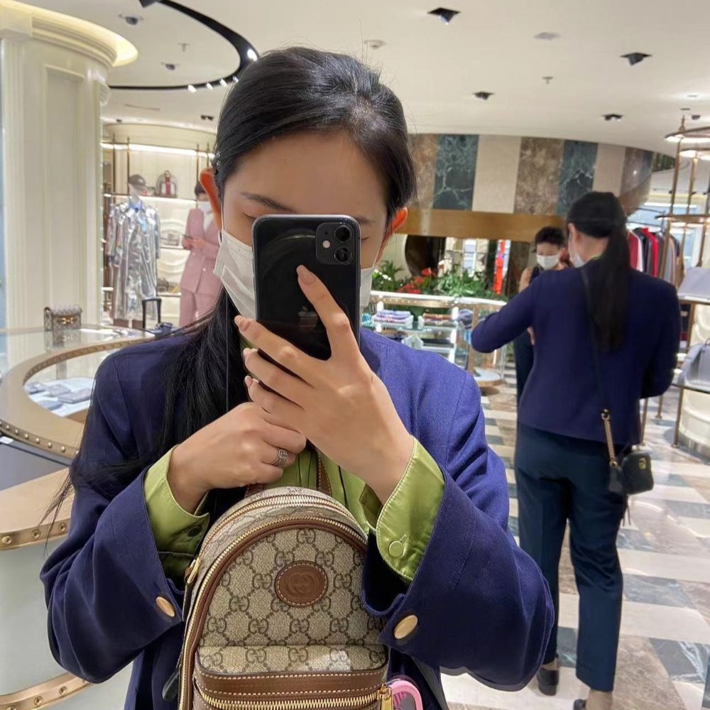 二手99新Gucci古驰女包MINI互扣式双G多功能小背包迷你双肩包单肩包725654-細節圖6