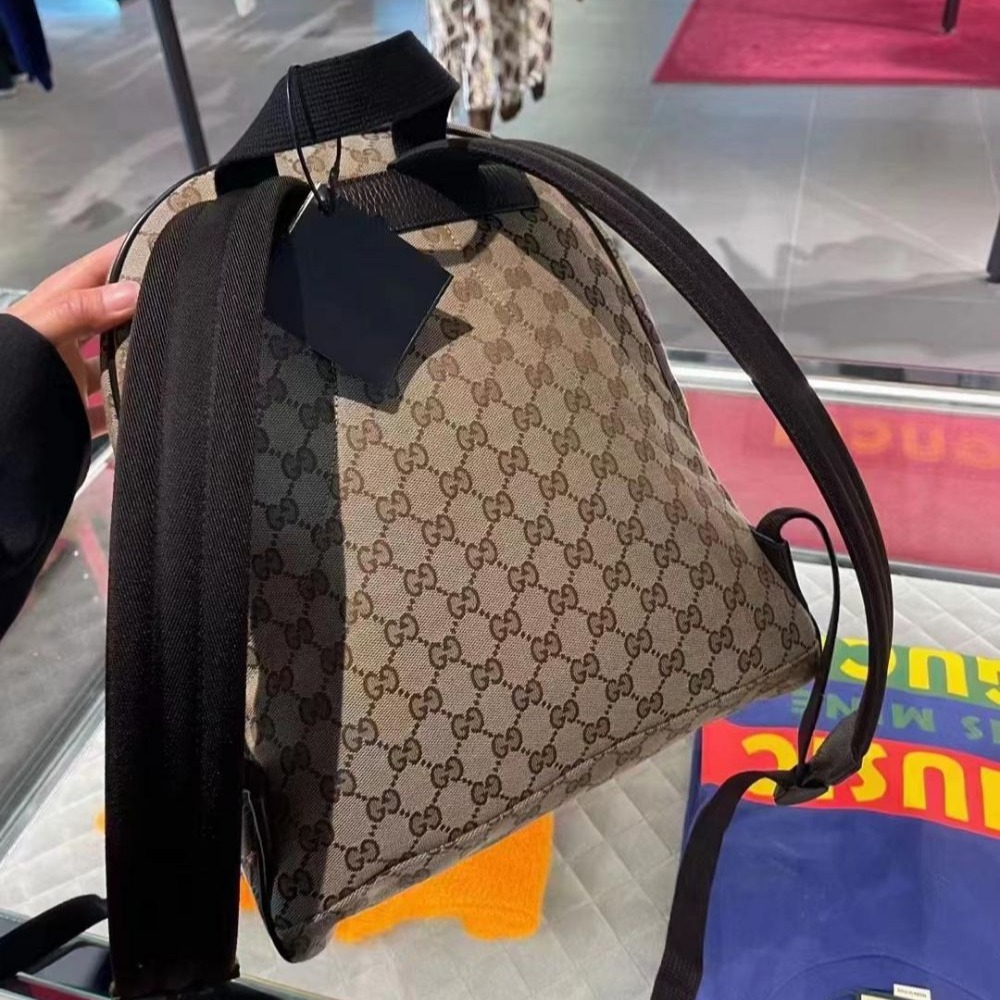 【二手99新】GUCCI古馳背包 男女同款 棕色老花書包背包雙肩包 449906-細節圖3