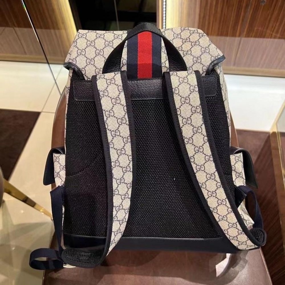 二手99新GUCCI古馳男包 新款Ophidia系列中號GG雙肩包帆布背包-細節圖4