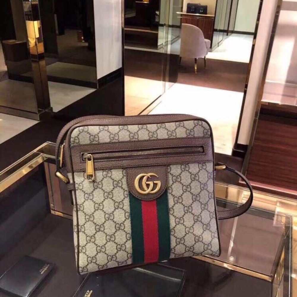 二手99新Gucci古馳男包Ophidia小號/中號GG郵差包休閑單肩斜挎包包547926-細節圖3