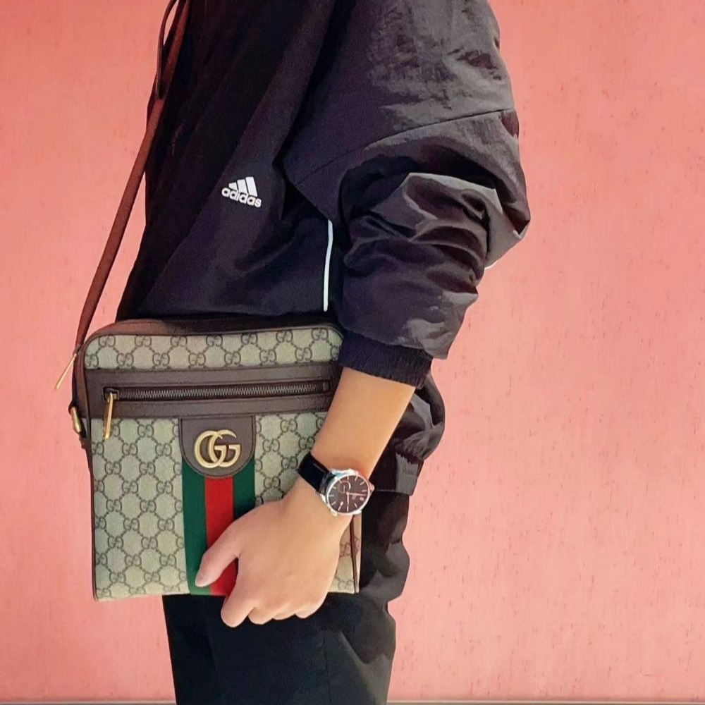 二手99新Gucci古馳男包Ophidia小號/中號GG郵差包休閑單肩斜挎包包547926-細節圖6