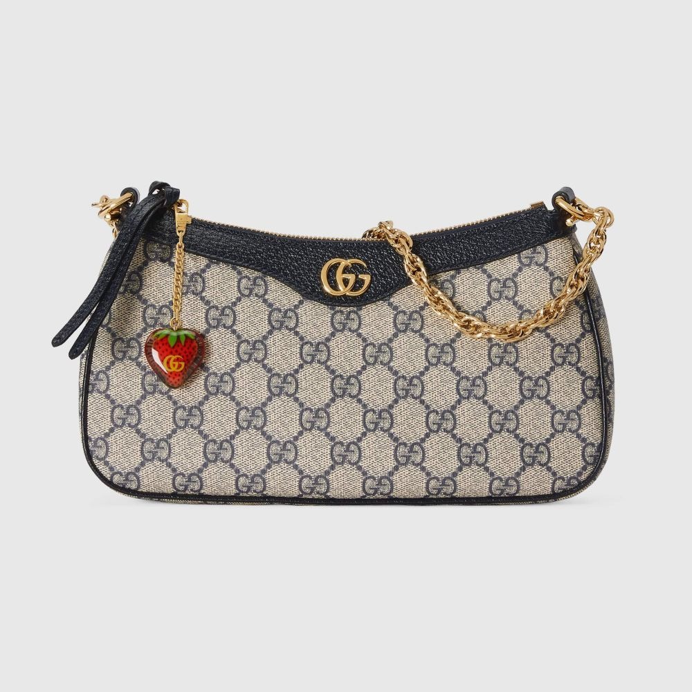 二手99新Gucci女包老花草莓腋下包Ophidia系列小號斜挎單肩包735132-細節圖5