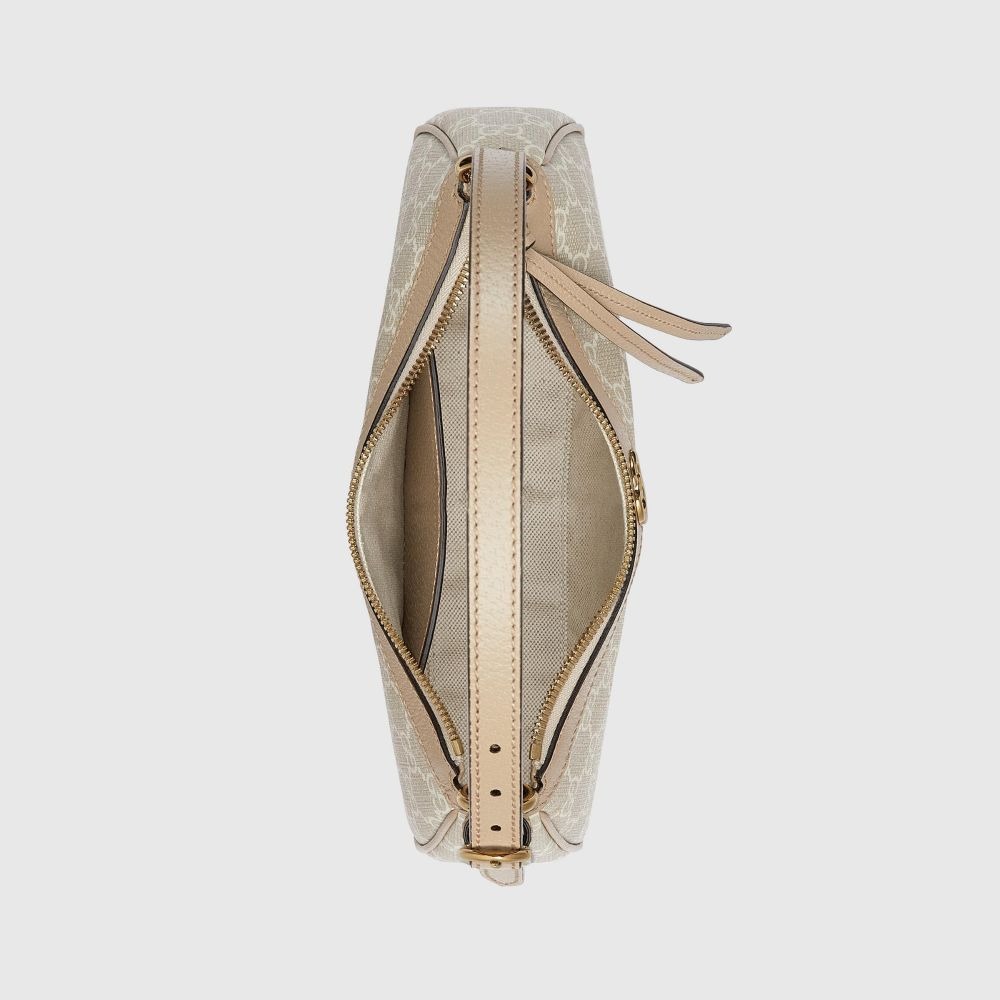 二手99新Gucci女包米色拼白色Ophidia系列小號腋下包單肩包735145-細節圖5