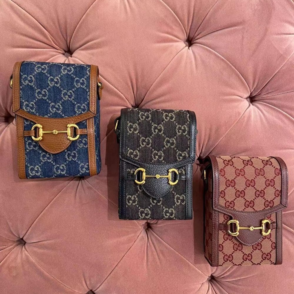 二手99多款可選Gucci古馳男女同款1955馬銜扣手機包斜挎單肩包625615-細節圖4